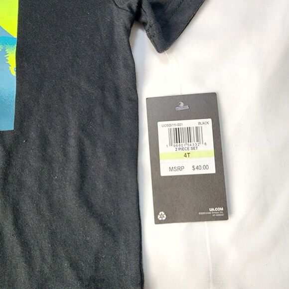 Under Armour UA Boys  Shirt & Shorts Set Outfit Size 4T NWT Green Black - Picture 4 of 5